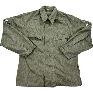 East German Strichtarn Camo Shirt Jacket Men's Large NVA Green Raindrop Vintage